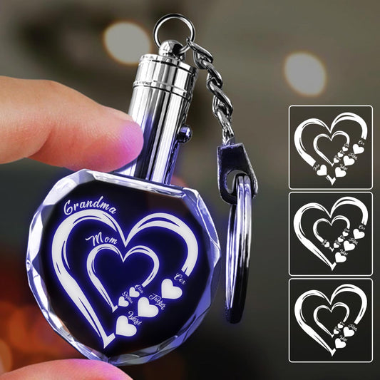 First Mom Now Grandma - Personalized Grandma LED Light Crystal Keychain