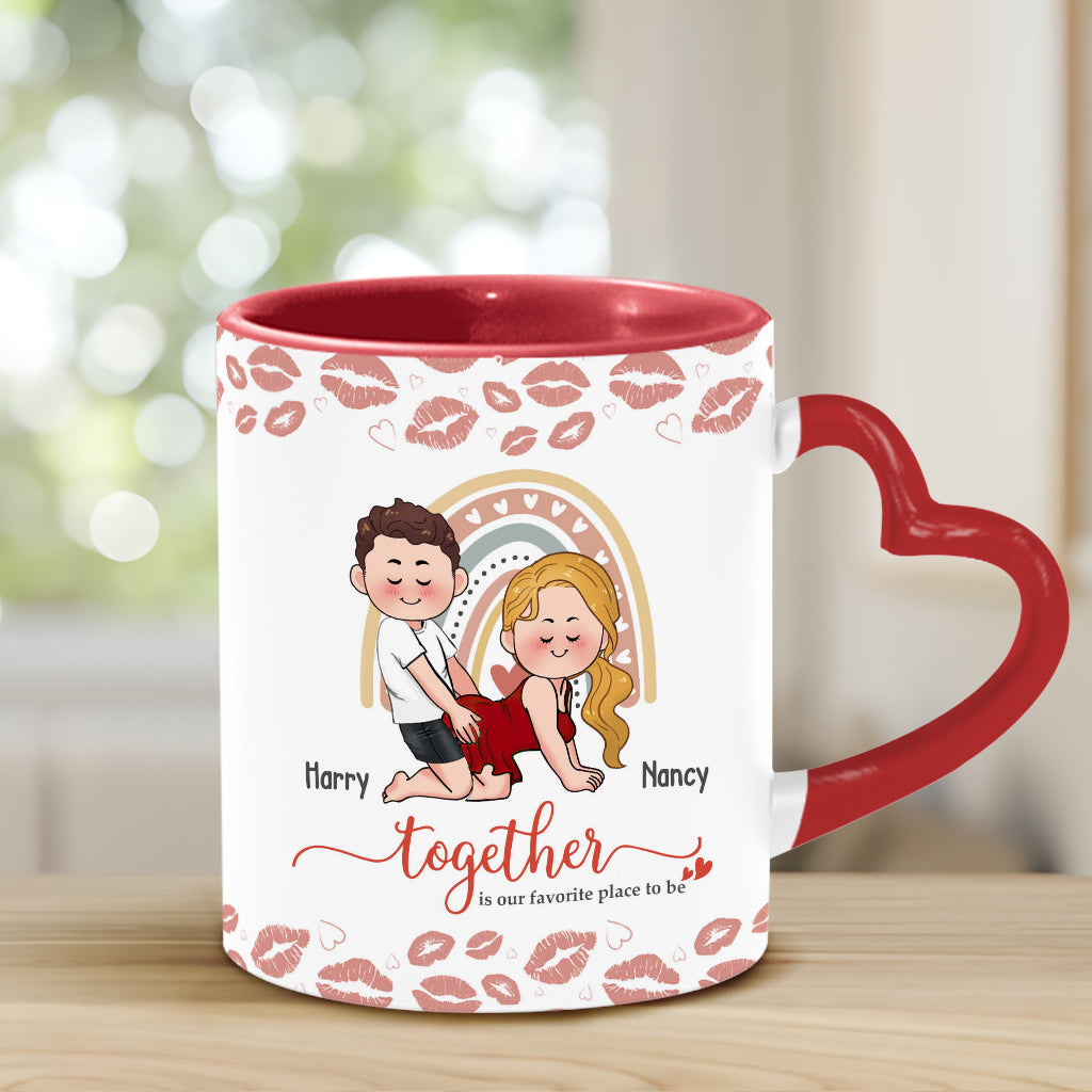 Together Is Our Favorite To Be - Personalized Couple Heart Handle Mug
