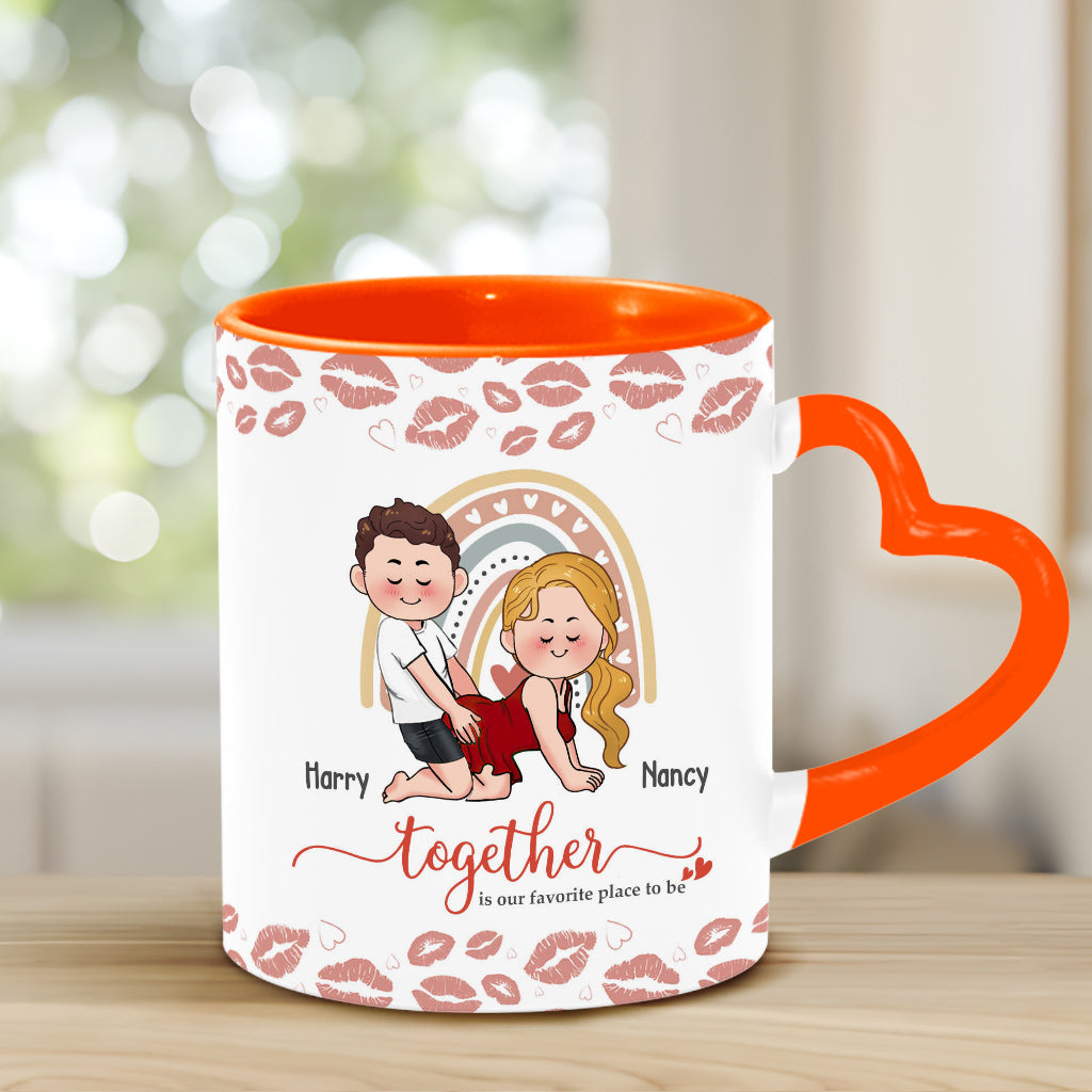 Together Is Our Favorite To Be - Personalized Couple Heart Handle Mug
