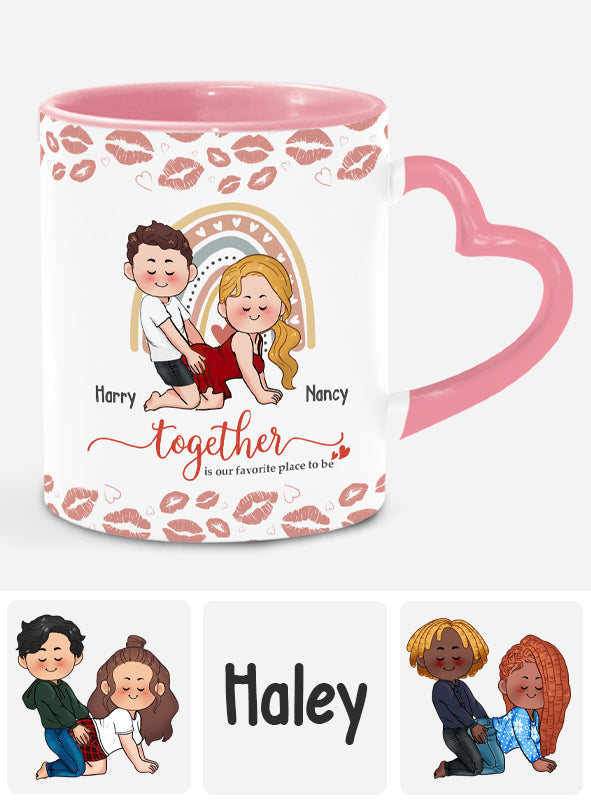 Together Is Our Favorite To Be - Personalized Couple Heart Handle Mug