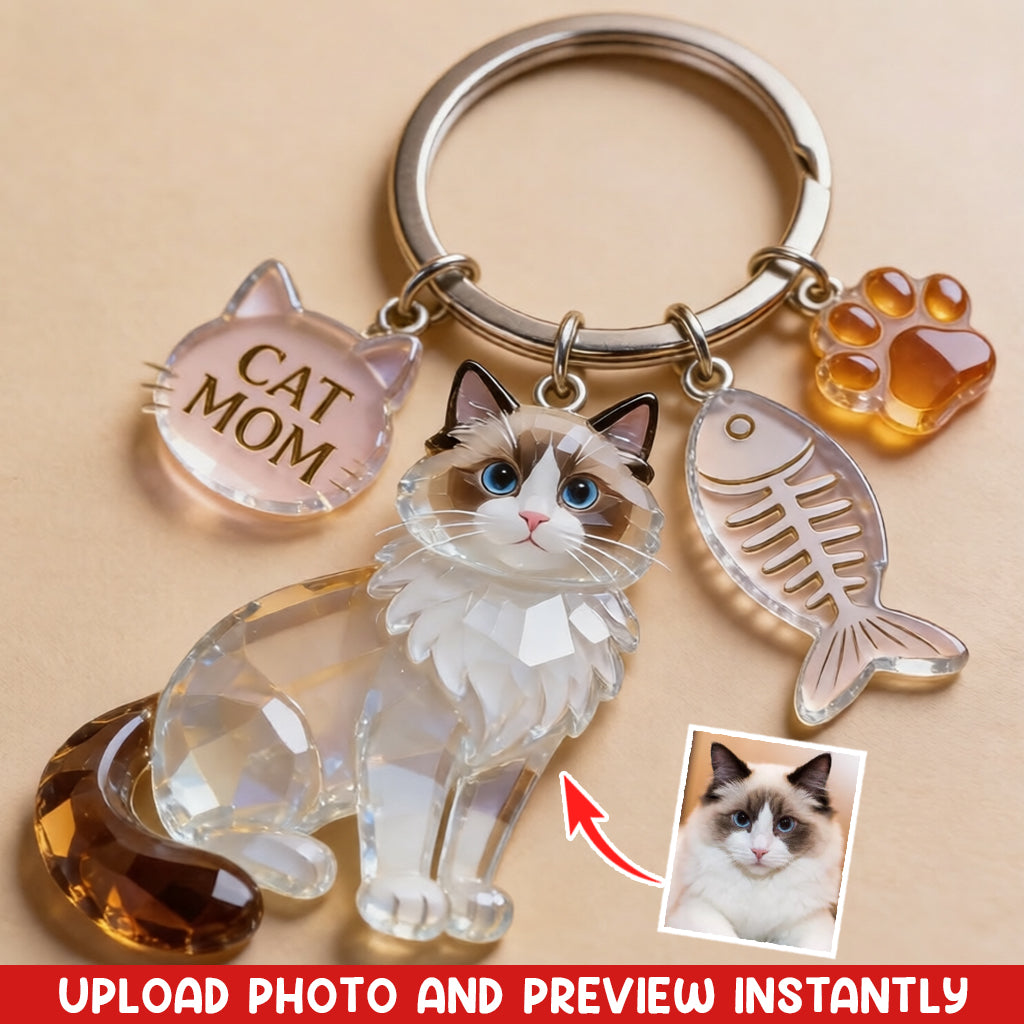 Custom Any Photo - Personalized Cat Keychain With Charms