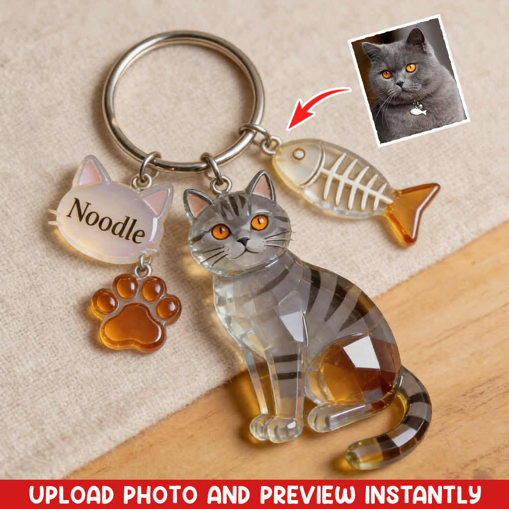 Custom Any Photo - Personalized Cat Keychain With Charms
