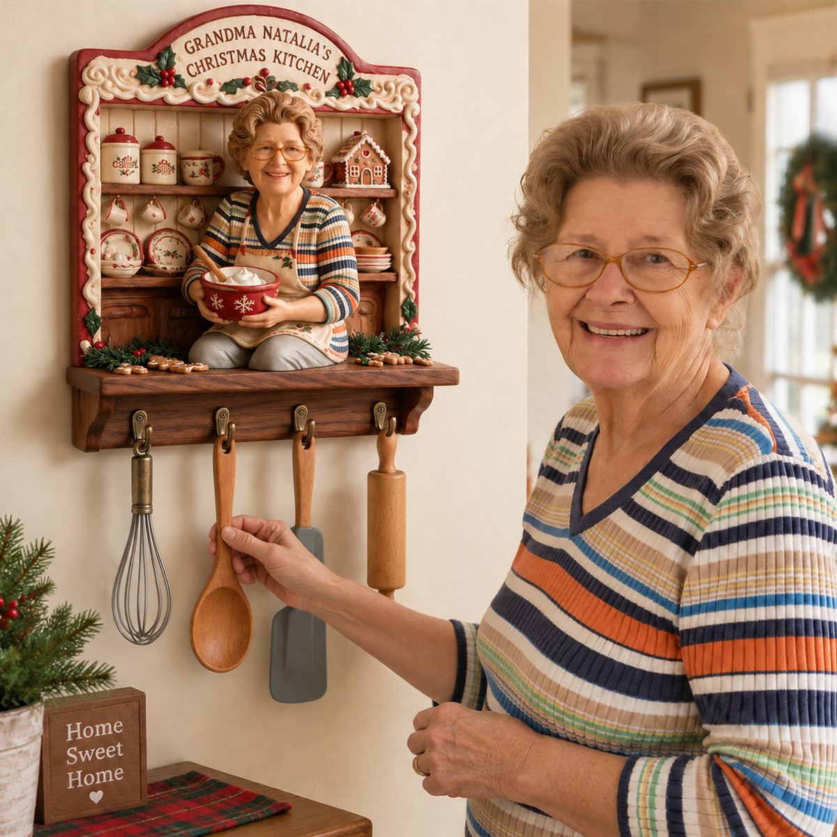 Christmas Kitchen - Personalized Grandma Custom Shaped Hanging Rack