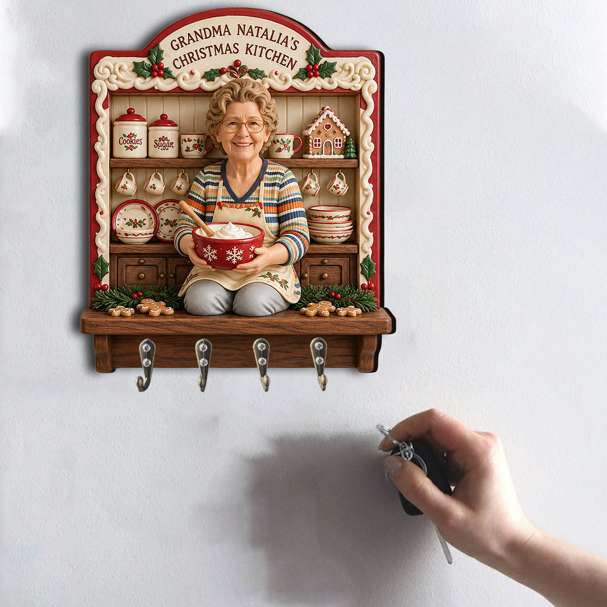 Christmas Kitchen - Personalized Grandma Custom Shaped Hanging Rack