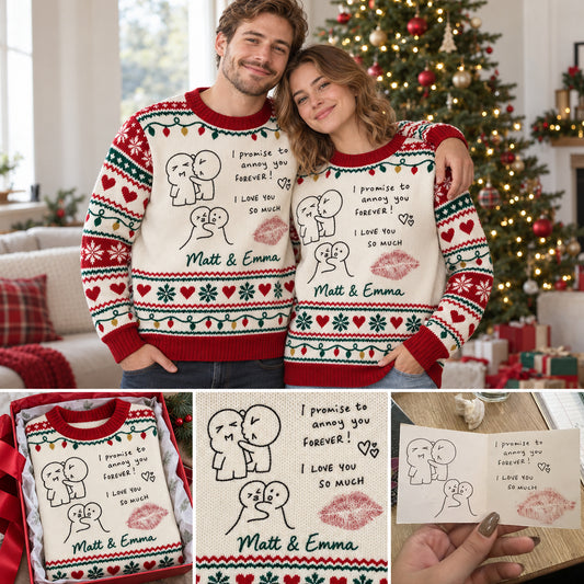 Pärchen Handgeschriebener Pullover Weihnachtsgeschenk - Personalisierter Pärchen Ugly Sweater