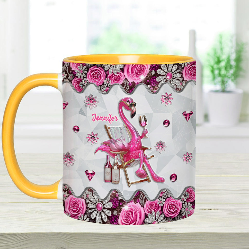 Be a Flamingo In a Flock of Pigeons - Personalized Flamingo Accent Mug