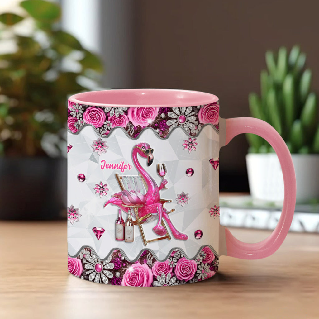 Be a Flamingo In a Flock of Pigeons - Personalized Flamingo Accent Mug