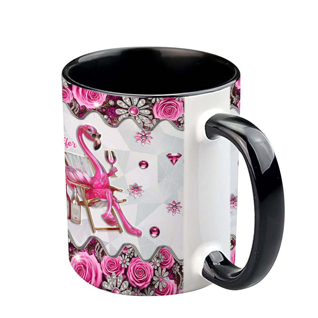 Be a Flamingo In a Flock of Pigeons - Personalized Flamingo Accent Mug