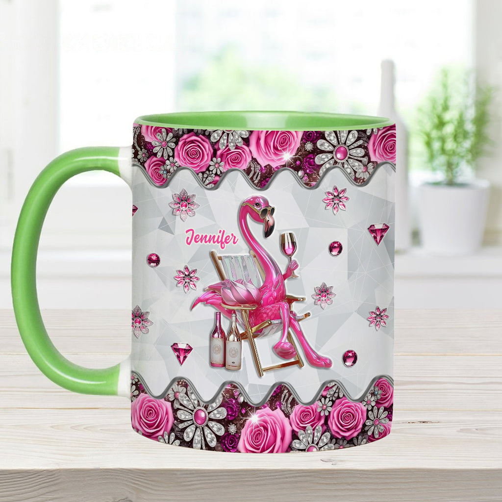 Be a Flamingo In a Flock of Pigeons - Personalized Flamingo Accent Mug