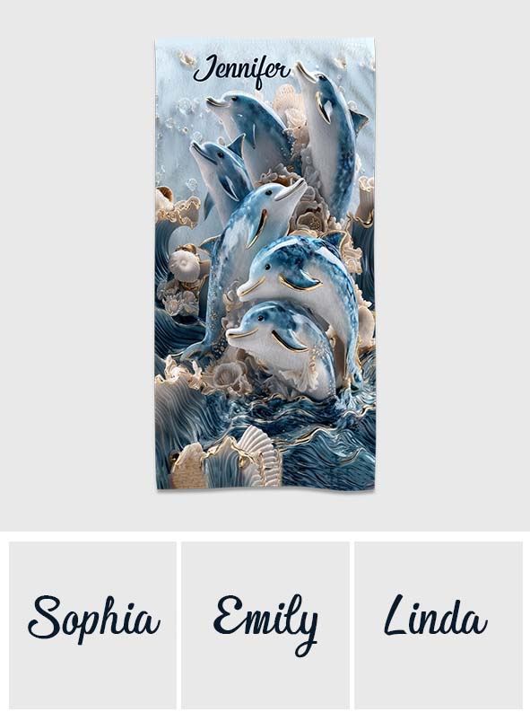 Ocean Dolphin – Personalisiertes, schnelltrocknendes Strand-/Badetuch mit Delfinmotiv