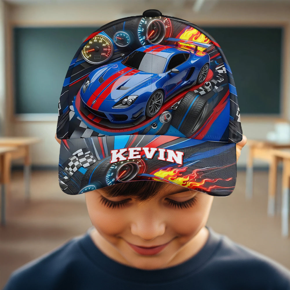 Rennwagen-Design – Personalisierte Kinder-Klassikkappe & Rucksack