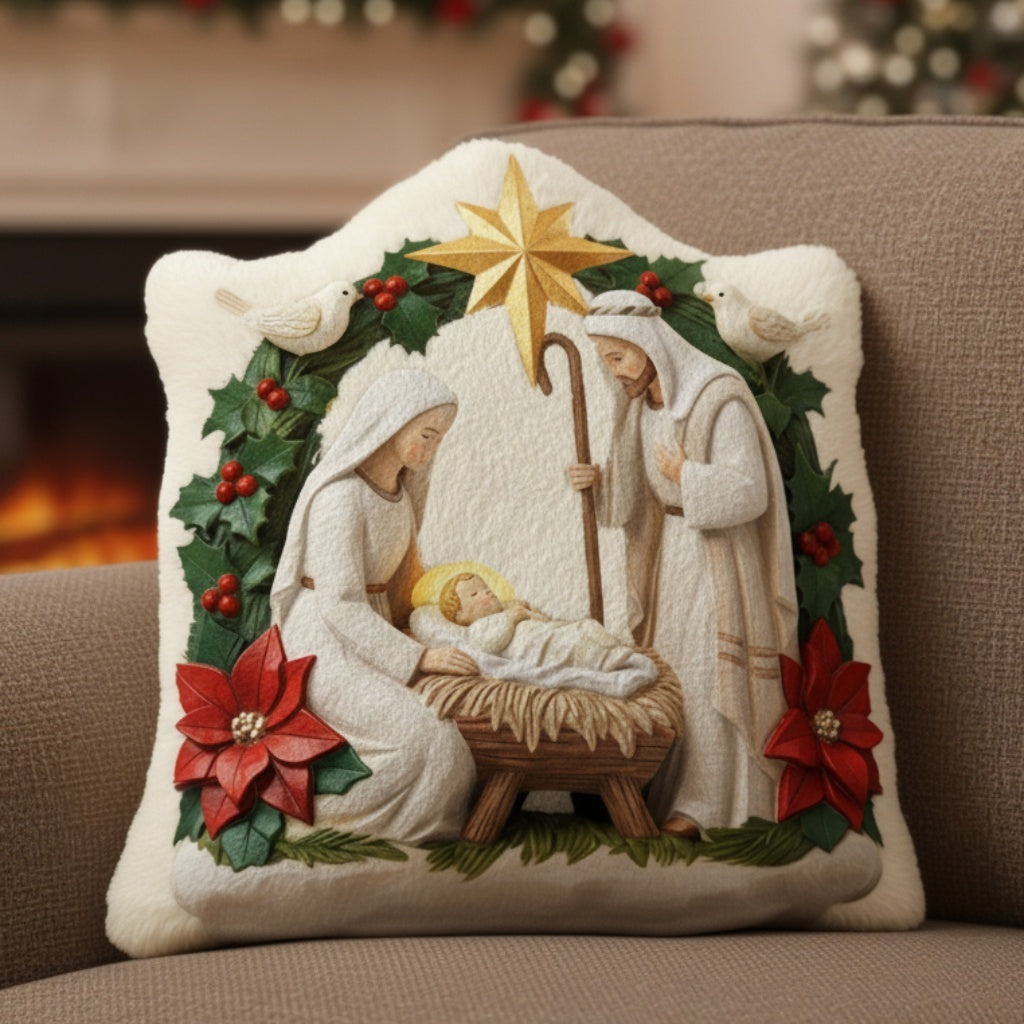 Bénédiction Ivoire « Jésus est la raison » - Coussin chrétien personnalisé en fausse fourrure