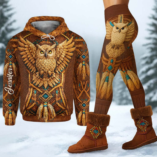 Native American Owl – Personalisierter Hoodie und Leggings im Indianerstil