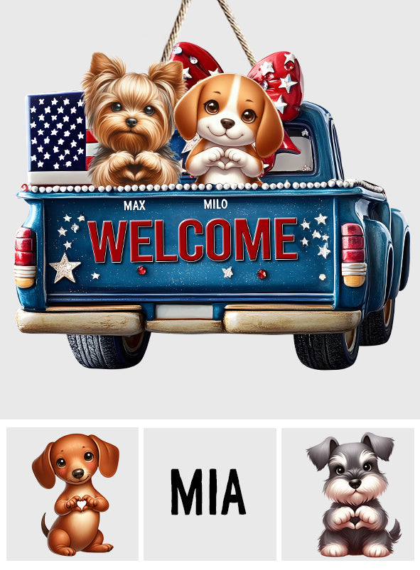 Bienvenue - Panneau en bois personnalisé pour chien