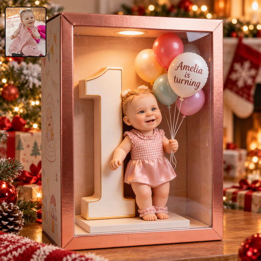 Photo, Ballons Et Numéro - Boîte D'Affichage Acrylique Personnalisée Pour Anniversaire