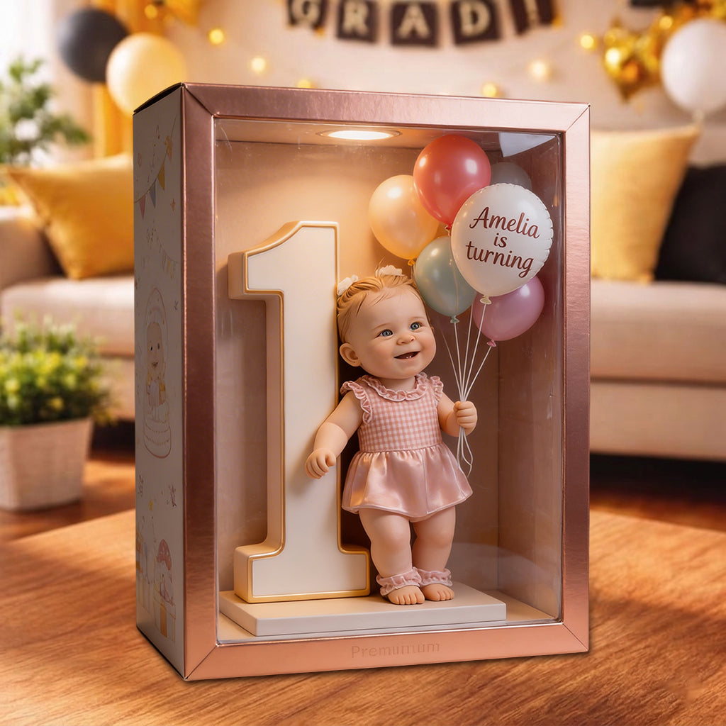 Photo, Balloons And Number - Personalized Birthday Acrylic Display Box