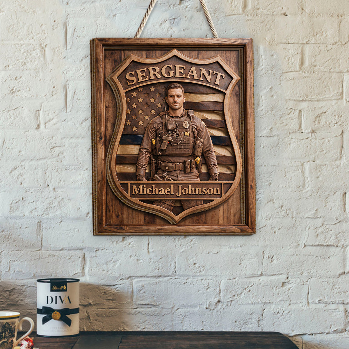 Custom Any Photo - Personalized Police Officer 2 Layered Wood Sign / Wood Plaque