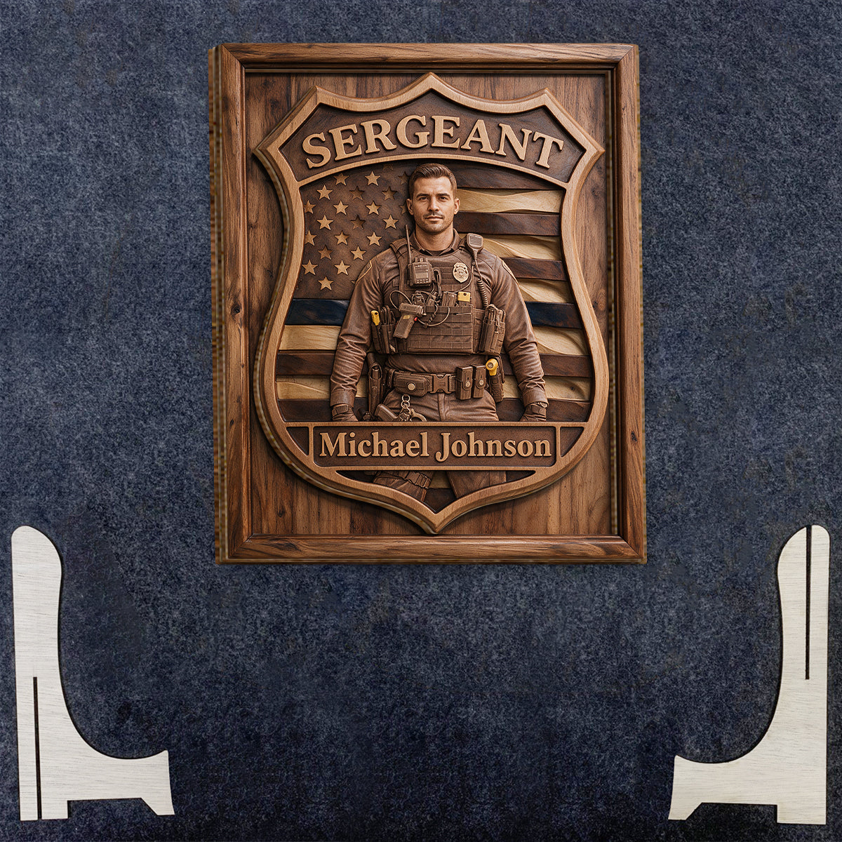 Custom Any Photo - Personalized Police Officer 2 Layered Wood Sign / Wood Plaque