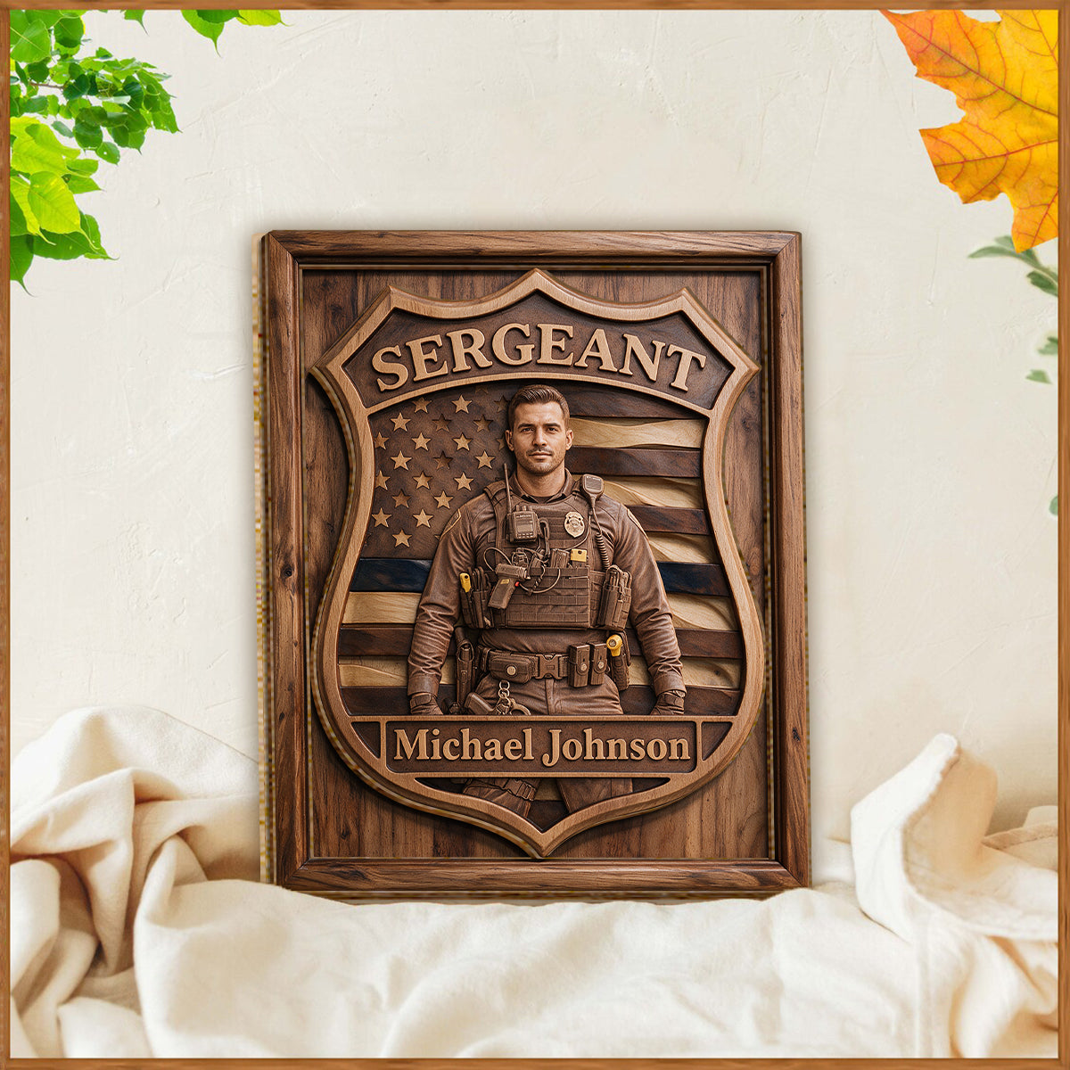 Custom Any Photo - Personalized Police Officer 2 Layered Wood Sign / Wood Plaque