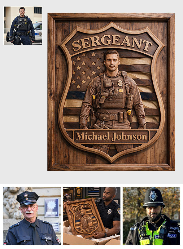 Custom Any Photo - Personalized Police Officer 2 Layered Wood Sign / Wood Plaque