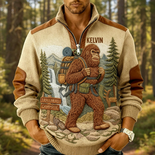 Sasquatch - Sweat-shirt zippé de randonnée personnalisé pour homme
