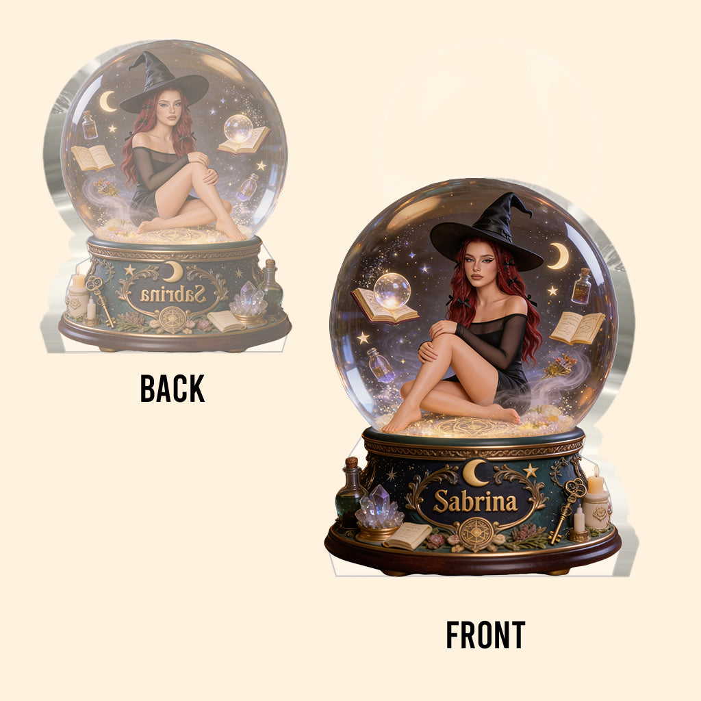 Enchanted Snow Globe - Personalized Witch Custom Shaped Acrylic Plaque