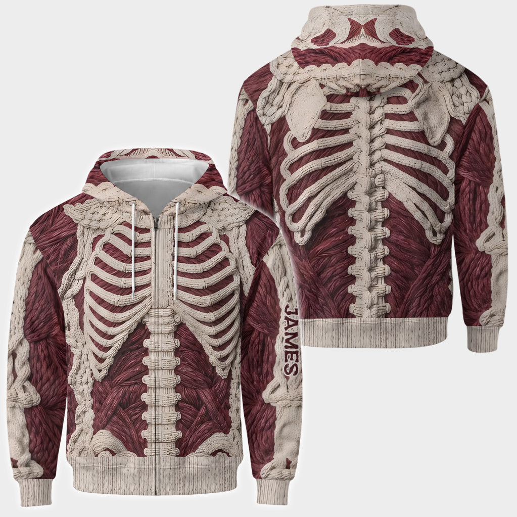Crimson Skeleton - Personalized Halloween Full Face Zipper Hoodie