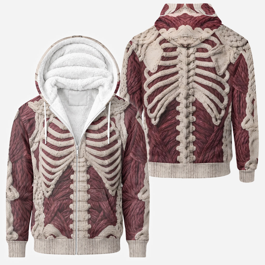 Crimson Skeleton - Personalized Halloween Full Face Zipper Hoodie