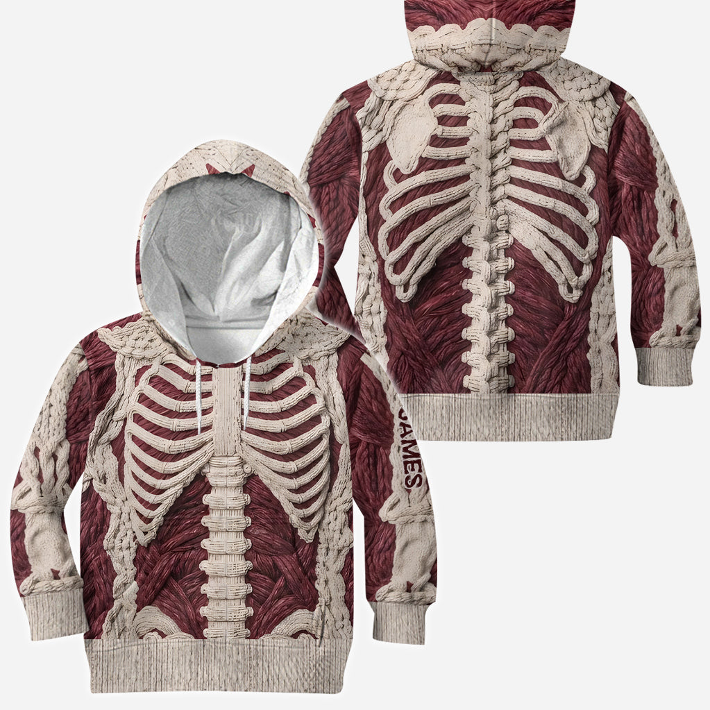 Crimson Skeleton - Personalized Halloween Full Face Zipper Hoodie