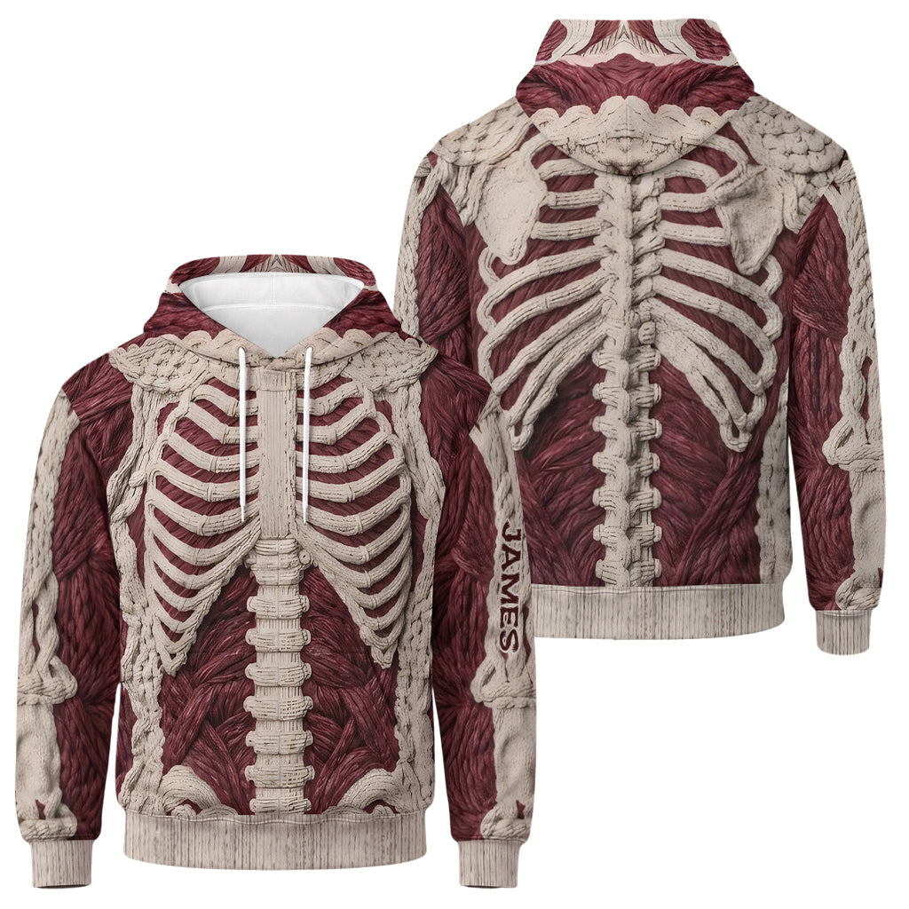 Crimson Skeleton - Personalized Halloween Full Face Zipper Hoodie