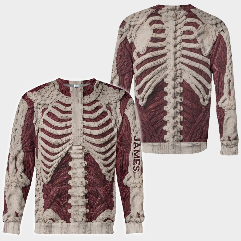 Crimson Skeleton - Personalized Halloween Full Face Zipper Hoodie