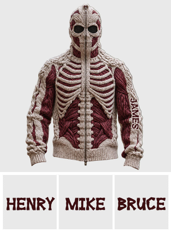 Crimson Skeleton - Personalized Halloween Full Face Zipper Hoodie