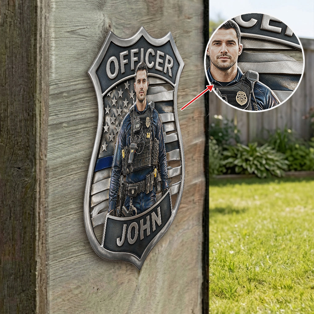 Police Officer - Personalized Police Officer 3D Printed Cut Metal Sign