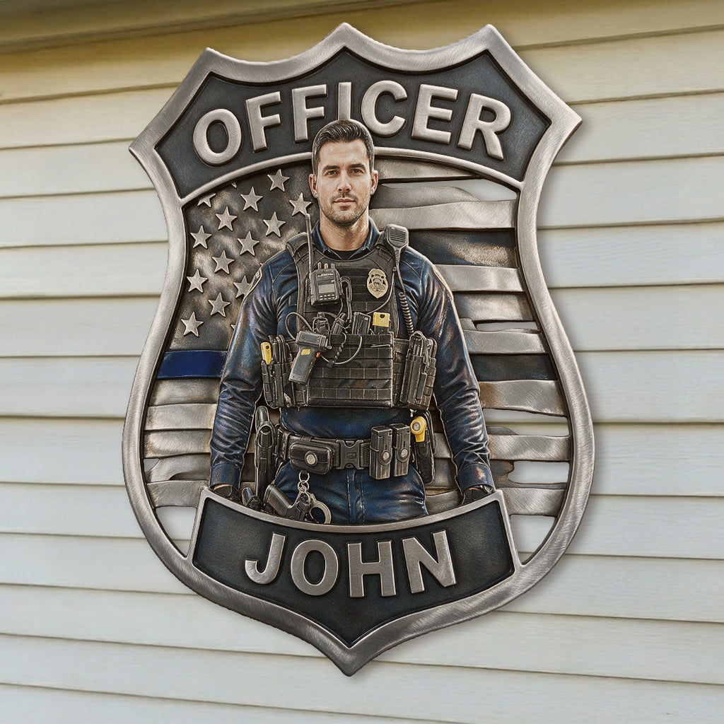 Police Officer - Personalized Police Officer 3D Printed Cut Metal Sign