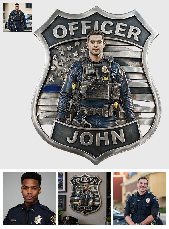 Police Officer - Personalized Police Officer 3D Printed Cut Metal Sign