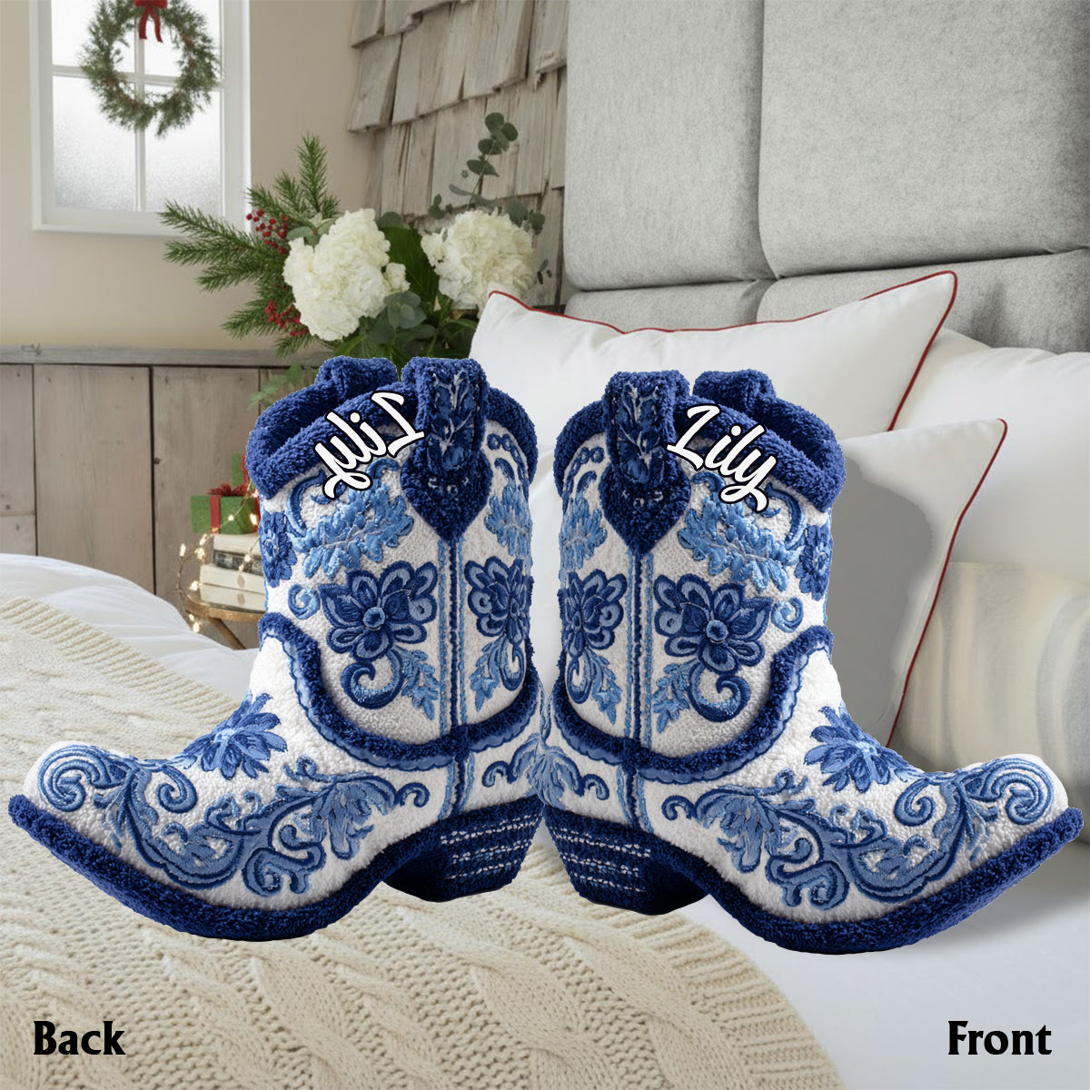 Starke Cowgirl – Personalisiertes Cowgirl-Kissen aus Kunstfell in Form eines Cowgirls
