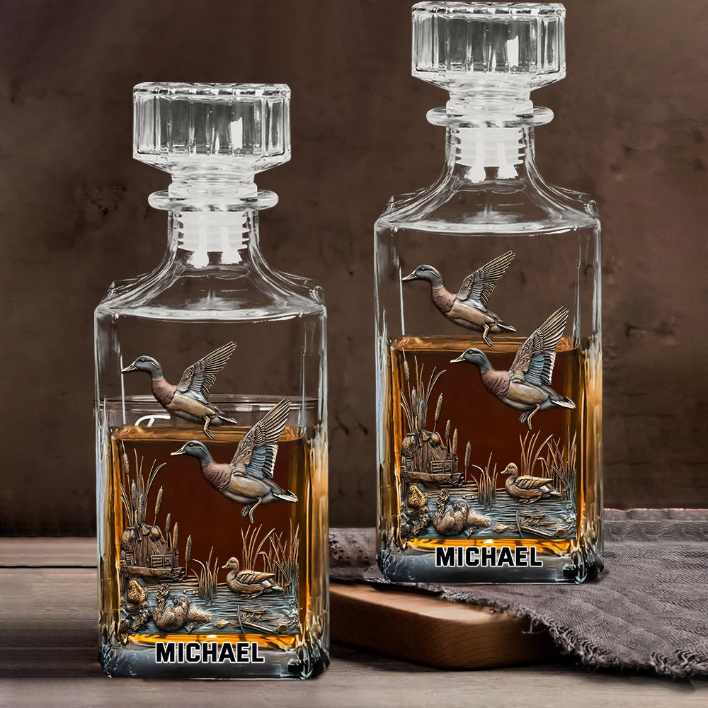 Coffret carafe à whisky personnalisée pour la chasse au canard