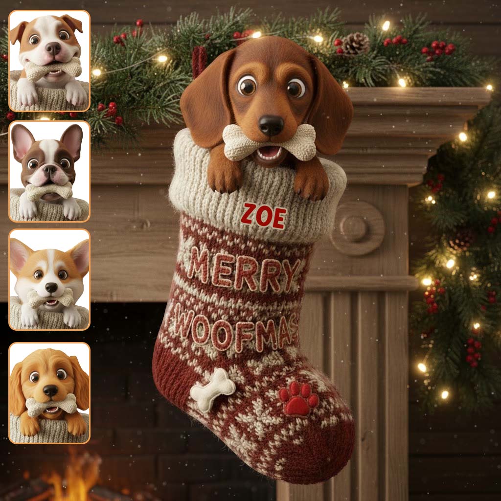 Lustiger Weihnachtsstrumpf in Form eines Hundeknochens – personalisierter Weihnachtsstrumpf in Hundeform