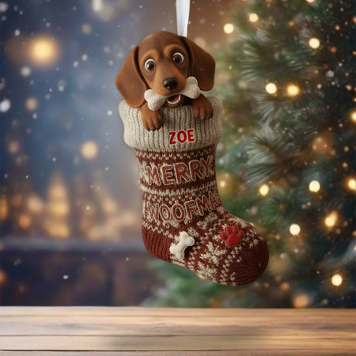 Lustiger Weihnachtsstrumpf in Form eines Hundeknochens – personalisierter Weihnachtsstrumpf in Hundeform
