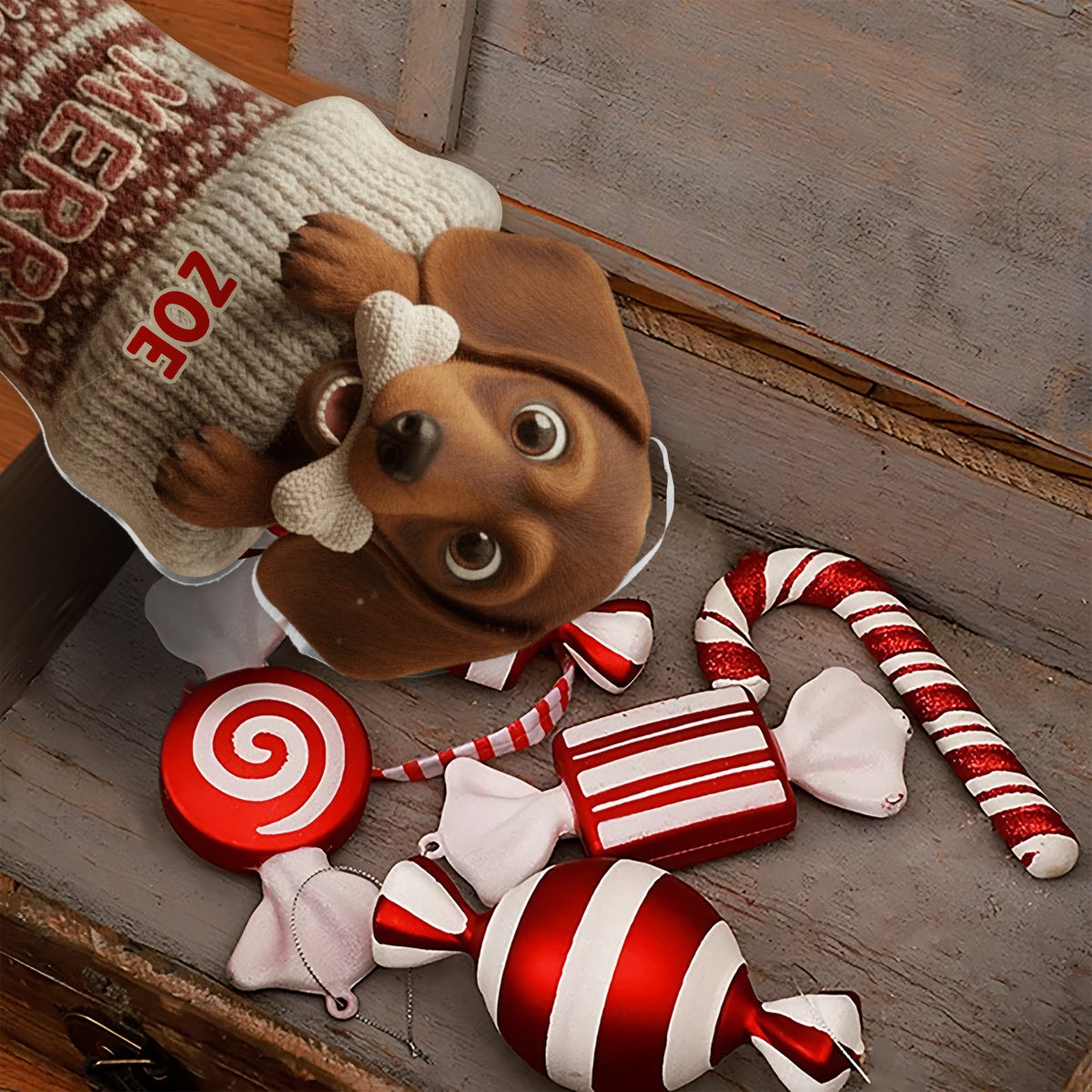 Lustiger Weihnachtsstrumpf in Form eines Hundeknochens – personalisierter Weihnachtsstrumpf in Hundeform