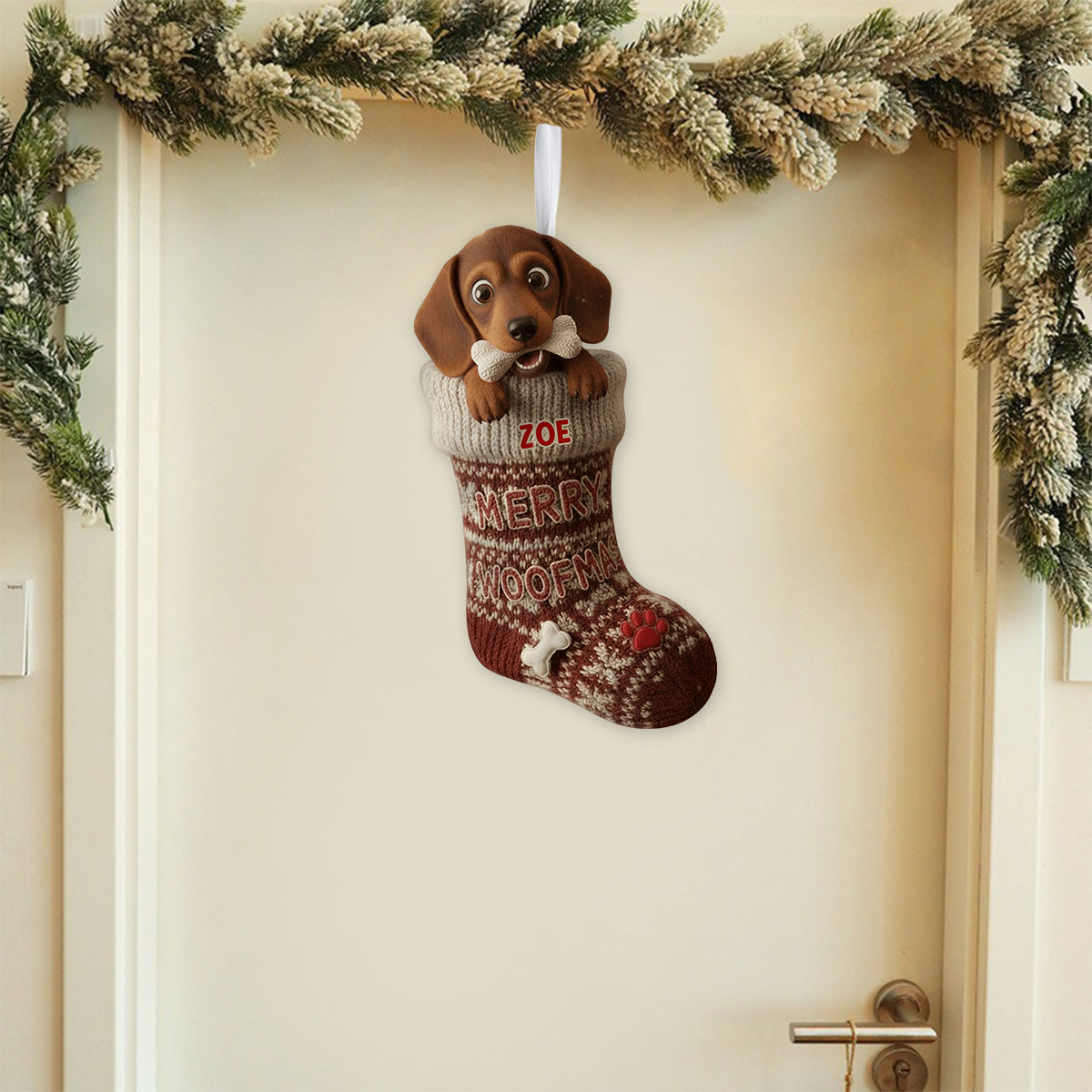 Lustiger Weihnachtsstrumpf in Form eines Hundeknochens – personalisierter Weihnachtsstrumpf in Hundeform