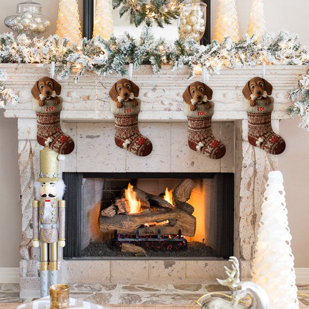 Lustiger Weihnachtsstrumpf in Form eines Hundeknochens – personalisierter Weihnachtsstrumpf in Hundeform