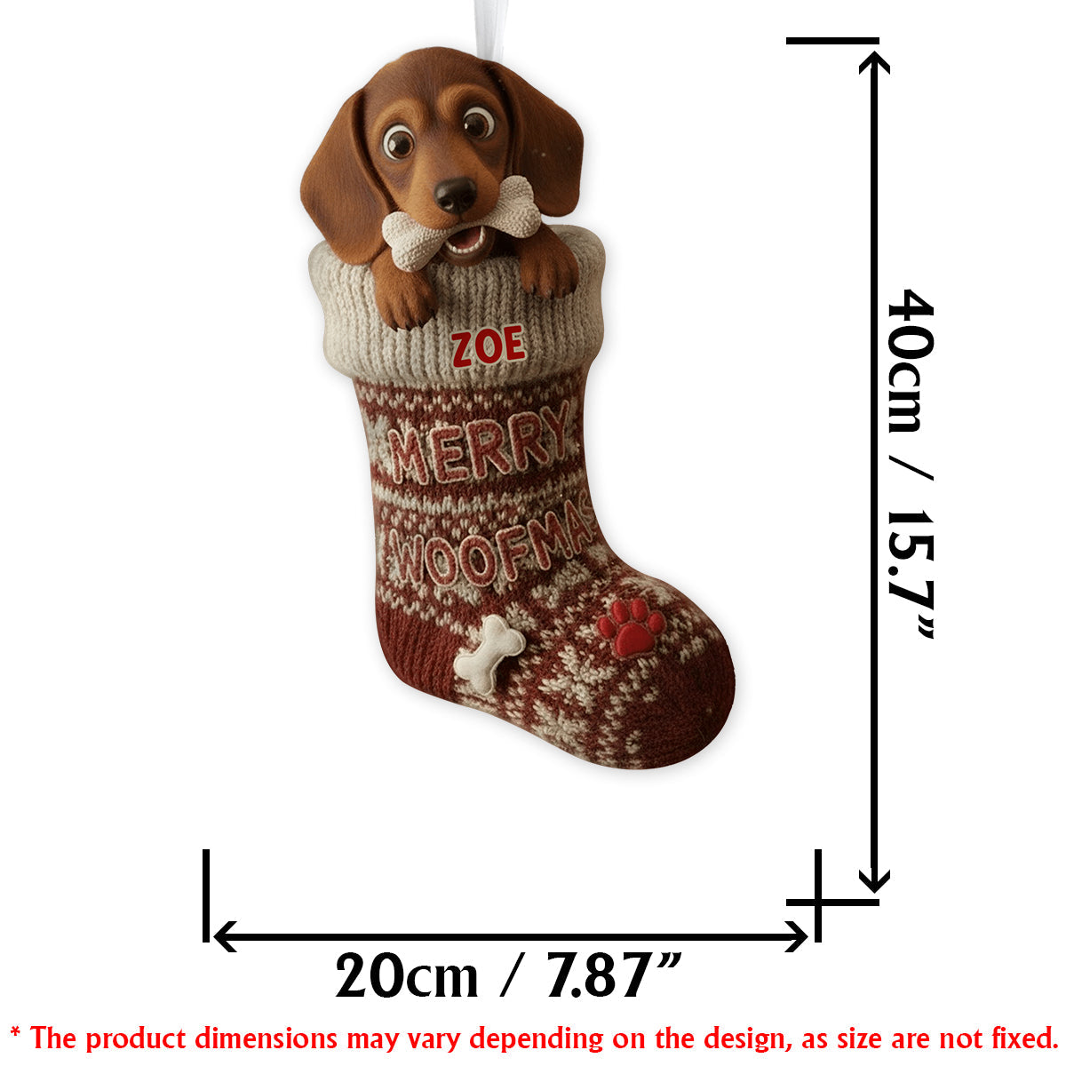 Lustiger Weihnachtsstrumpf in Form eines Hundeknochens – personalisierter Weihnachtsstrumpf in Hundeform