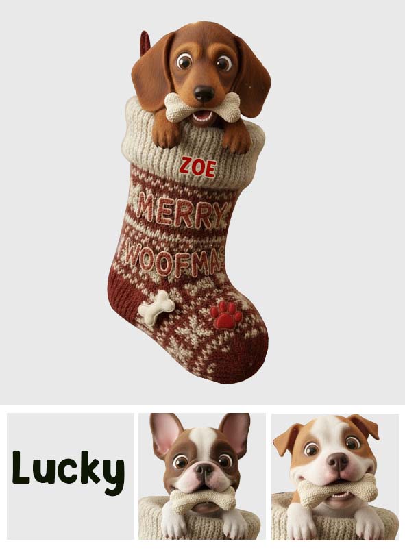 Lustiger Weihnachtsstrumpf in Form eines Hundeknochens – personalisierter Weihnachtsstrumpf in Hundeform