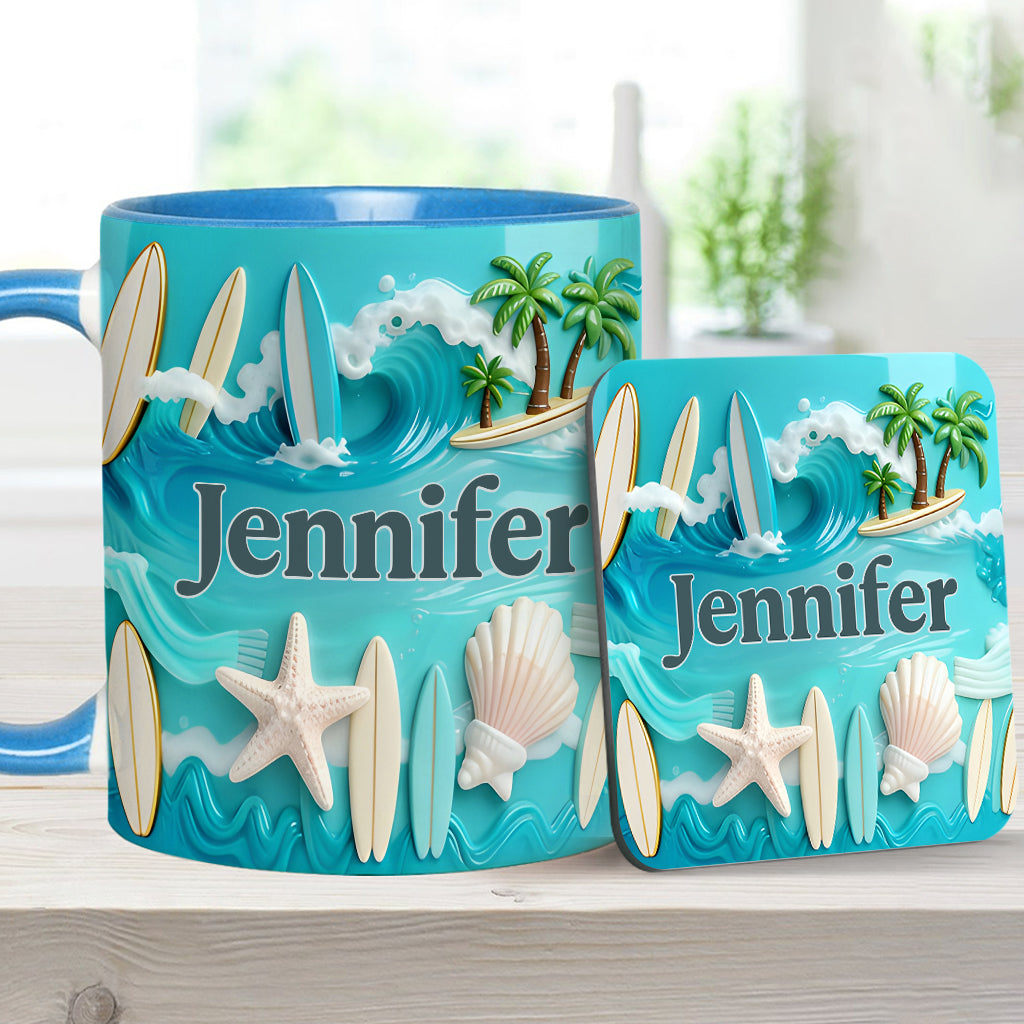 Love Surfing - Personalized Surfing Accent Mug & Coaster