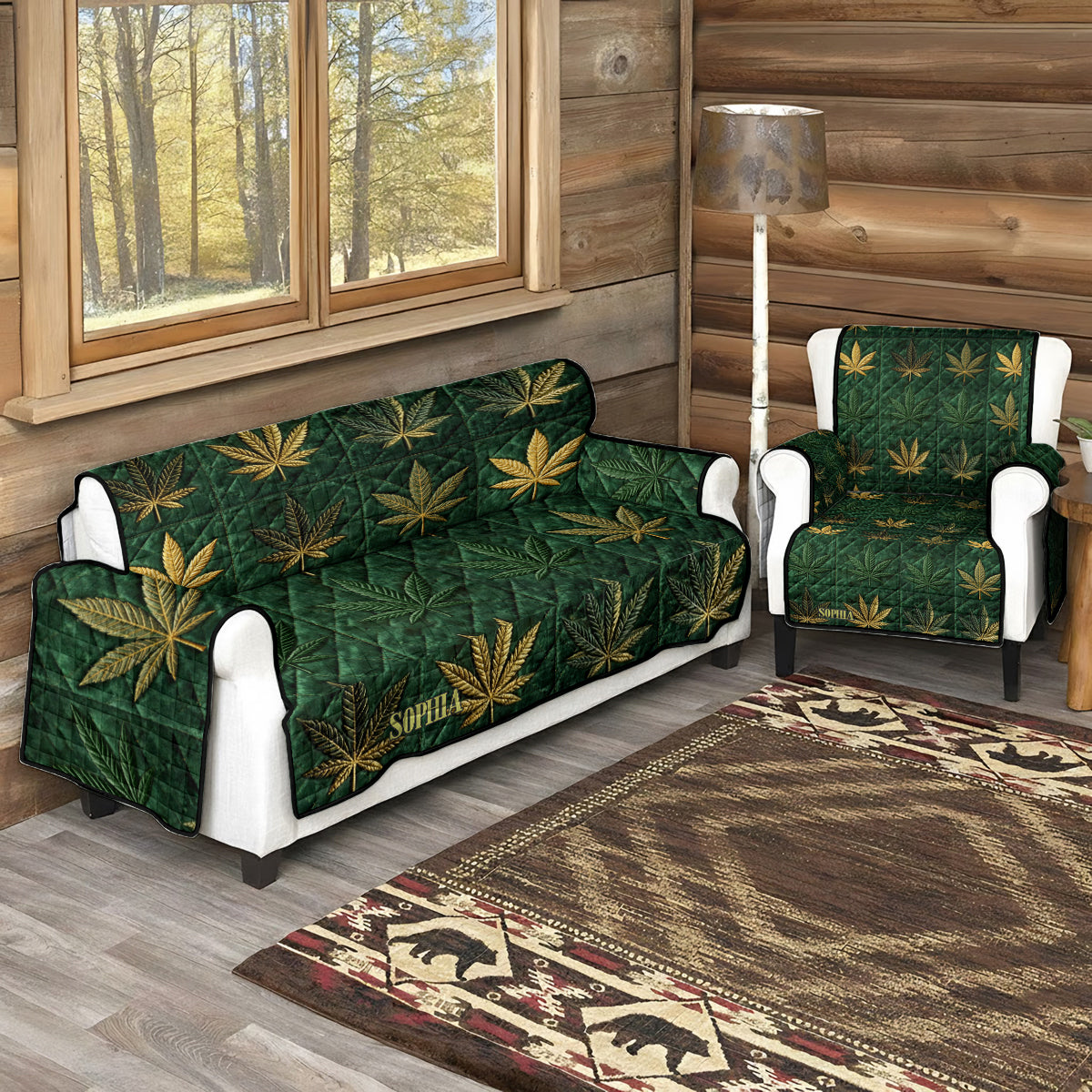 Housse magique - Housse de canapé matelassée personnalisée à motif de mauvaises herbes