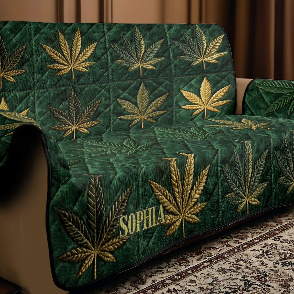 Housse magique - Housse de canapé matelassée personnalisée à motif de mauvaises herbes