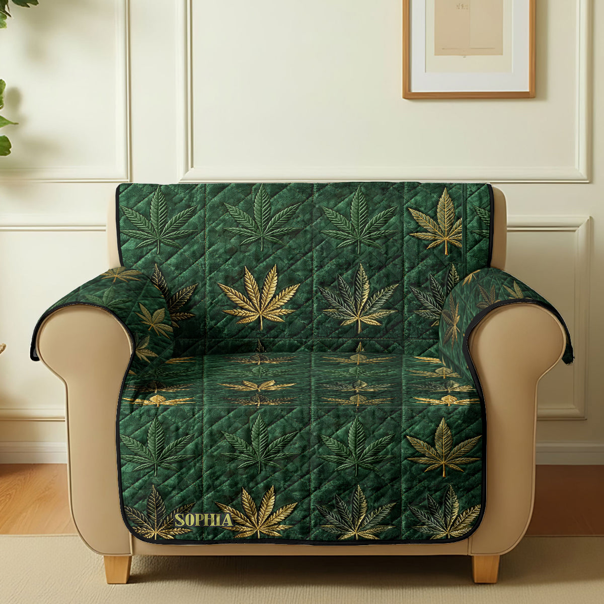 Housse magique - Housse de canapé matelassée personnalisée à motif de mauvaises herbes