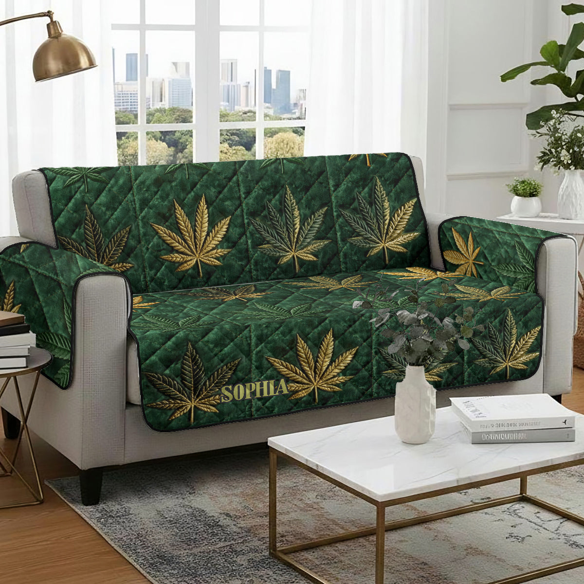 Housse magique - Housse de canapé matelassée personnalisée à motif de mauvaises herbes