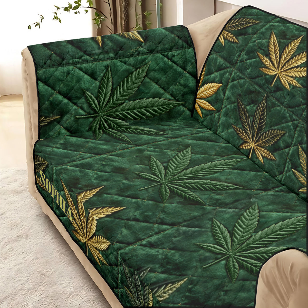 Housse magique - Housse de canapé matelassée personnalisée à motif de mauvaises herbes